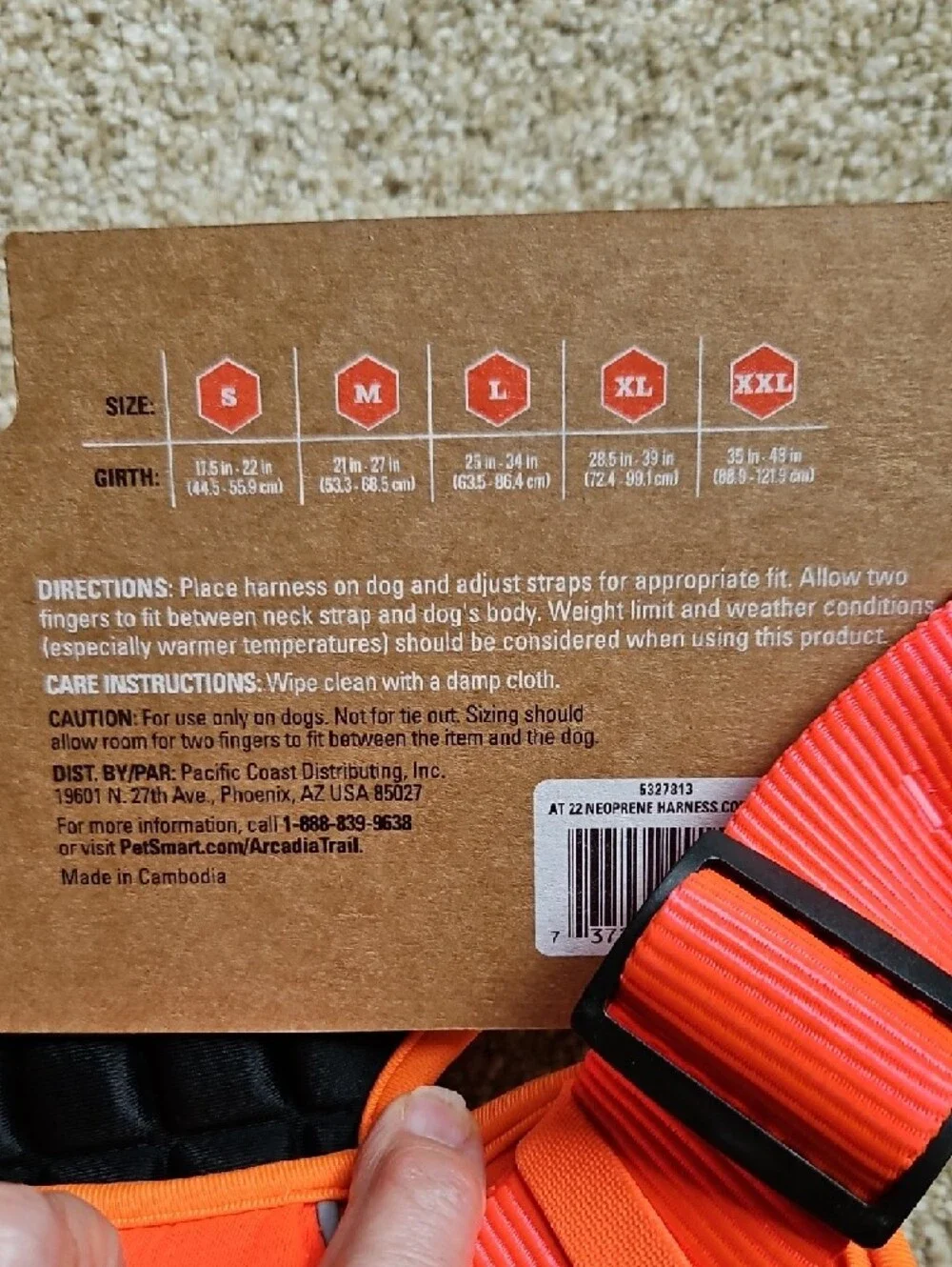 NWT Arcadia Trail Size X-Large Bright Orange Neoprene Dog Harness